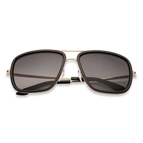 Buy Gold Black Grey Gradient Full Rim Square Vincent Chase Polarized ...