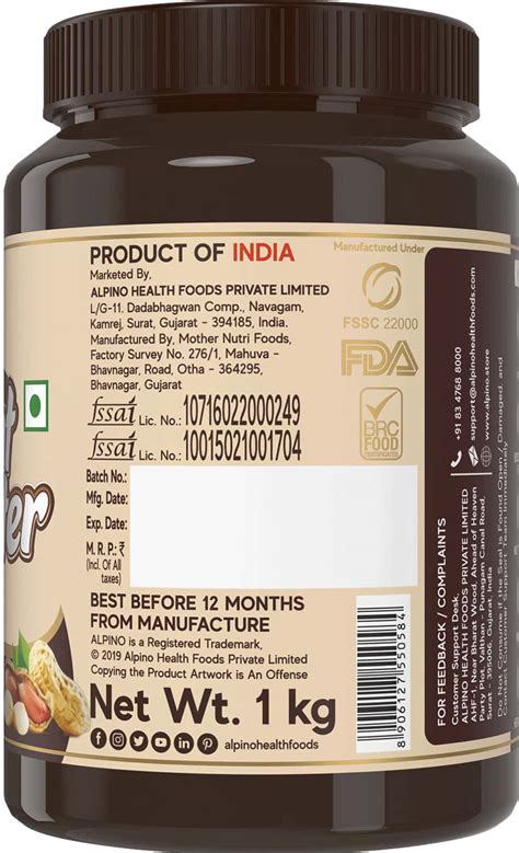 Buy ALPINO HIGH PROTEIN DARK CHOCOLATE PEANUT BUTTER SMOOTH 1 KG | 100% ...
