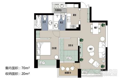 70平米小户型公寓，两房两厅装修效果图片-中国木业网
