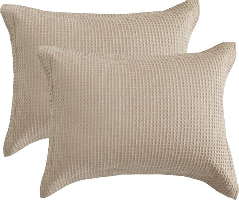 Amazon.com: Bedsure Waffle Weave Pillow Shams Covers - 2 Pack 100% ...