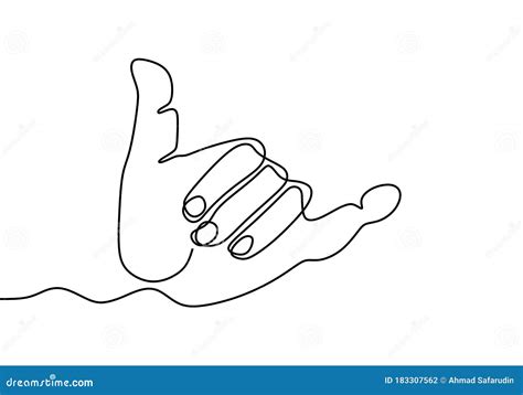 Continuous Line Drawing of Hand Showing Shaka Sign. Shaka Gesture ...