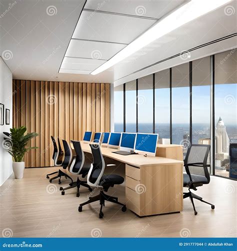Elevated view of a busy open plan office.