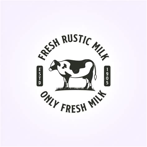 Ferme laitière conception vectorielle logo emblème lait rustique modèle ...