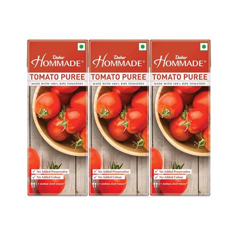 Dabur Hommade Tomato Puree Ripe Tomatoes - 200 Gm (Pack of 3) : Amazon ...