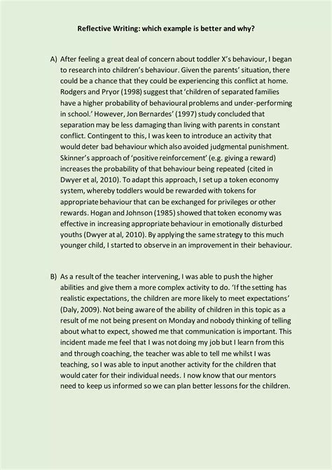 Image result for Reflective Writing Examples