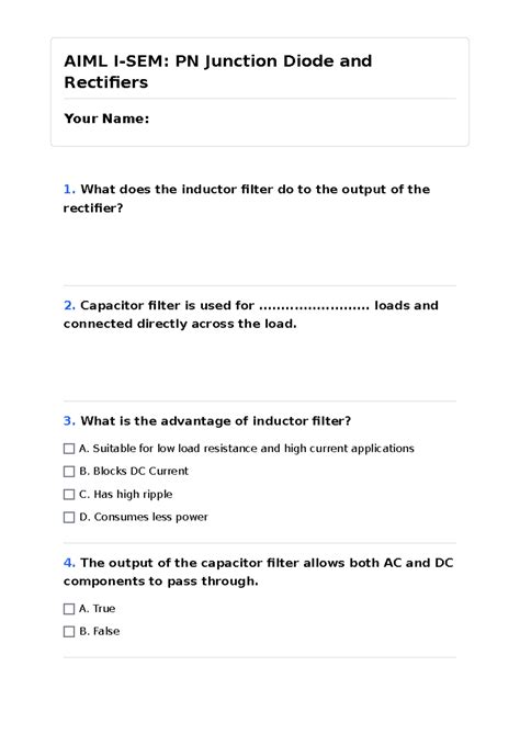 AIML I-SEM PN Junction Diode & Rectifiers Study Notes - Studocu