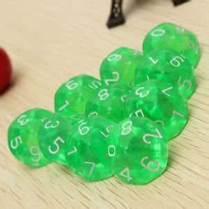 Green D10 Ten Sided Gem Dice Die for RPG Dungeons & Dragons DND D&D Set ...