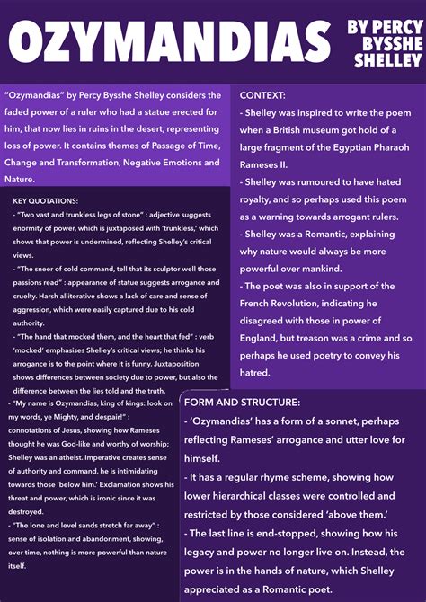 ‘Ozymandias’ by Percy Bysshe Shelley in 2025 | Poem analysis, Gcse ...