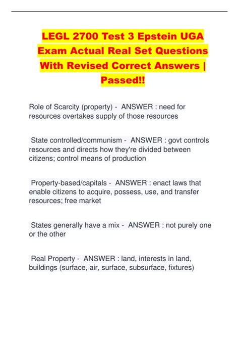 LEGL 2700 Test 3 Epstein UGA Exam Actual Real Set Questions With ...