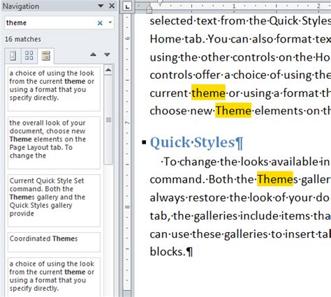 Image result for Creating a Navigation Window for Word