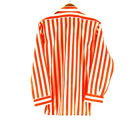 70s Orange Striped Shirt - UK L - Blue 17 Vintage Clothing