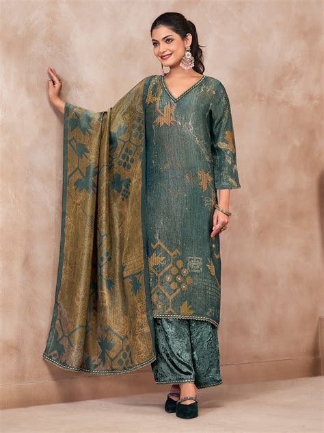Buy Naqsh Kurta Set with Dupatta - Dark Blue| Shop Saundh