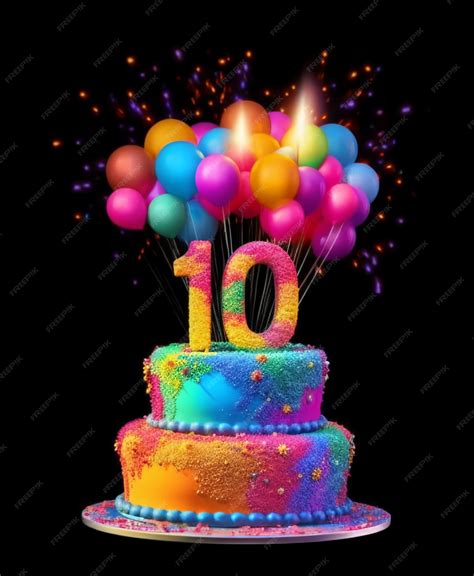 Premium AI Image | Happy 10th birthday card poster