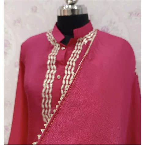 Classy Rani pink silk kurta - Semi Stitched Concept - Graceful neck ...