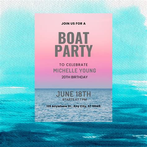 Yacht Invitation, Yacht Party Invite, Boat Party Invitation, Instant ...