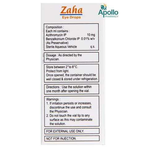 Zaha Eye Drops 3 ml Price, Uses, Side Effects, Composition - Apollo ...