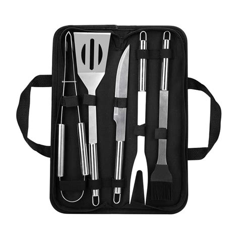 RAJA DHIRAJ Transforming Homes® 5 Pcs Stainless Steel Barbecue BBQ Tool ...