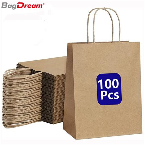 100Pcs Brown Kraft Paper Bags with Handles - Medium Philippines | Ubuy
