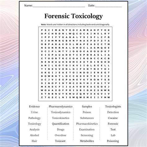 Forensic Toxicology Word Search Puzzle Worksheet Activity PDF ...