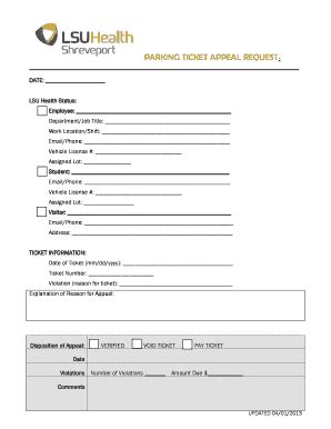 Parking Ticket Appeal Request - Blank Fillable Template | Fill Out ...