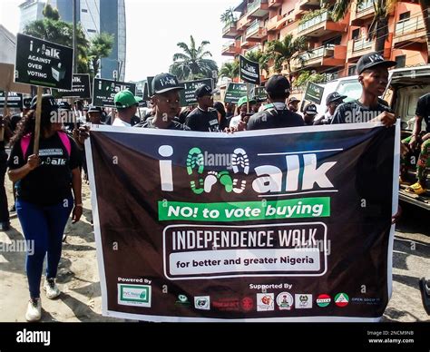 Participants during the Independence Walk from Tafawa Balewa Square ...