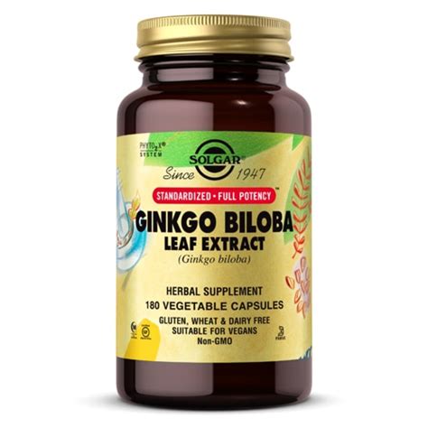 Solgar Ginkgo Biloba Leaf Extract -- 180 Vegetable Capsules - Vitacost