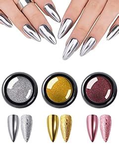 THR3E STROKES 3 Colors Chrome Nail Powder Set Reflective Glitter ...
