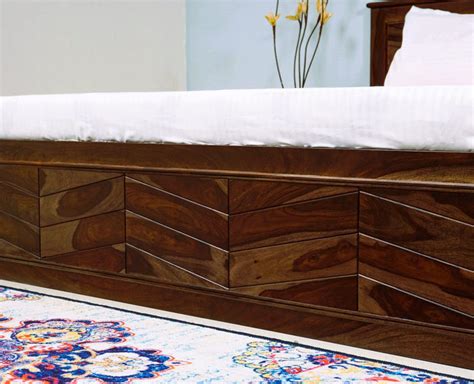 Hong Kong Solid Wood Queen Size Bed with Box Storage