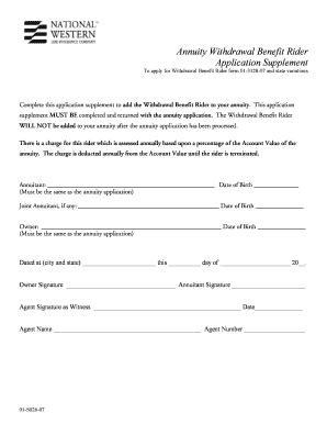 Fillable Online Annuity Withdrawal Benefit Rider Fax Email Print ...