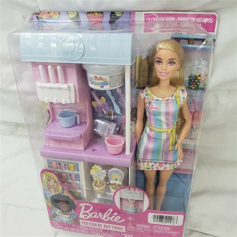 Barbie Ice Cream Shop Playset with 12 in Blonde Doll, Great Gift for ...