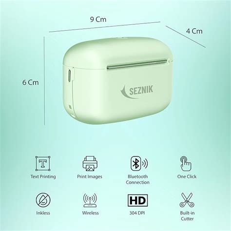 SEZNIK Mini Printer, Ultra Hd wireless Print 304 Dpi | Inkless | Porta ...