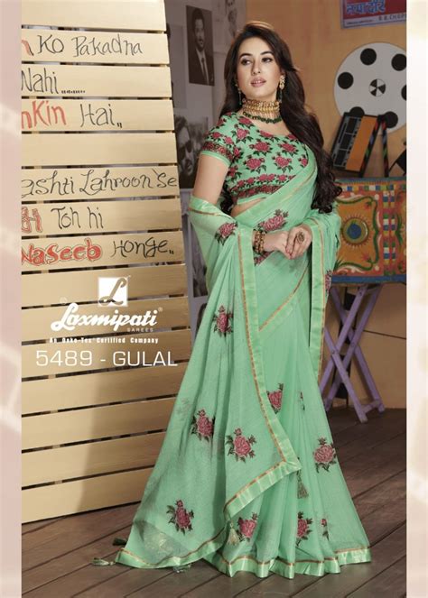 Laxmipati Bollywood Cafe 5489 Green Chiffon Saree – SANSKAR