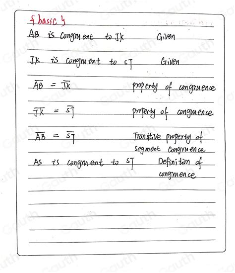 Solved: 3) Transitive Property of Segment Congruence. Given: AB is ...