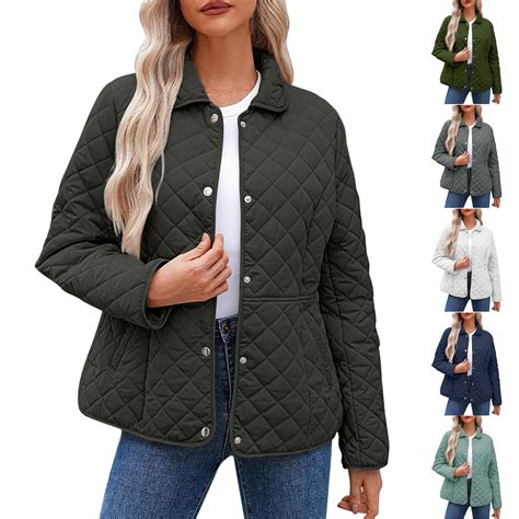Maqroz Lightweight Quilted Jackets for Women Button Down Cardigan Barn ...