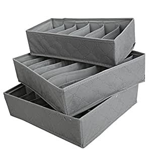 3Pcs Underwear Bra Organizer Storage Box 2 Color Gray Drawer Closet ...