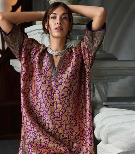Buy Purple Banarasi Kaftan Dress By Jayanti Reddy | Deval Store