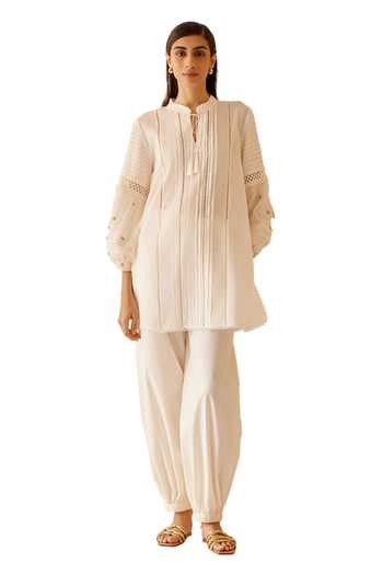 Buy Ivory Cotton Solid Cecile Harem Pant For Women by Bunka Online at ...
