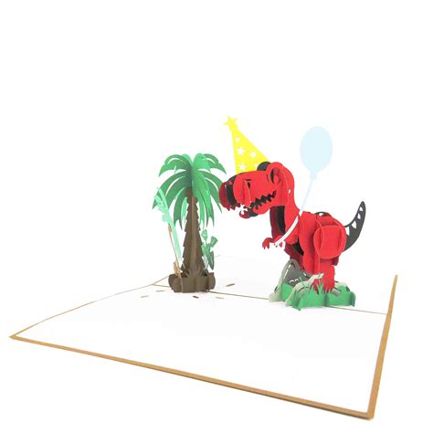 Buy Jurassic T-Rex Dinosaur 3D Pop Up Birthday Card for Kids, Dinosaur ...