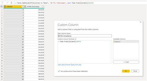 Solved: Create a list in Power Query that contains 20 minu ...