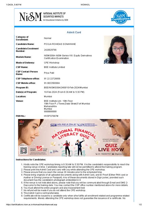 CPE Admit CARD - 1/24/24, 5:48 PM NISMAOL certifications.nism.ac ...