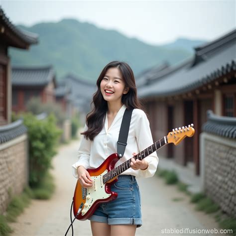 Cute Korean Woman in Hanok Village | Stable Diffusion Online