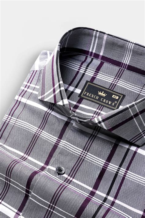Shuttle Gray And Revolver Purple Casual Checks Plaid Premium Cotton ...