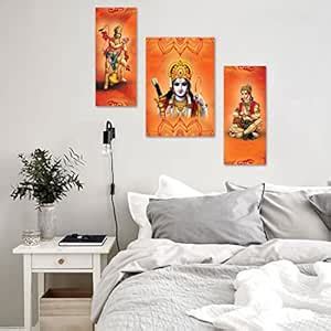 VOORKOMS Lord Hanuman Ji Sunboard Pack of 3 Set Gods Ram Wall Poster ...