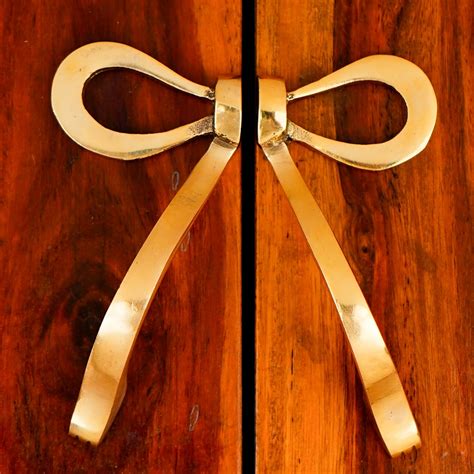 Gold Brass Bow Cabinet Door Handle 1 Pair (Small Size)