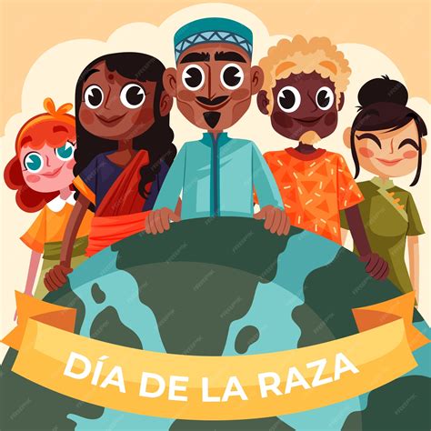 Ilustración plana del día de la raza. | Vector Premium