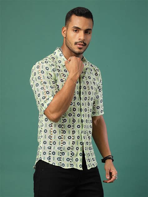 Men's Botanical Crochet Cuban Collar Shirt – rigoindia
