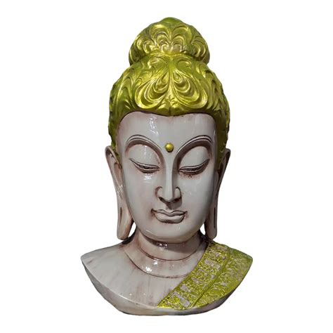 White Big Buddha Face Resin Meditation Sculpture – Aurance