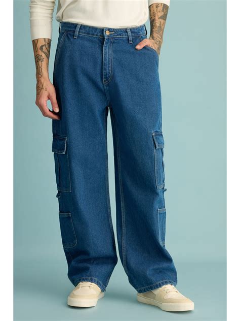 Buy FREAKINS Uccle Blue Men's Cargo Style Jeans Online