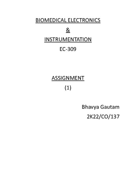 Bio 1 - Notes - BIOMEDICAL ELECTRONICS & INSTRUMENTATION EC- 309 ...