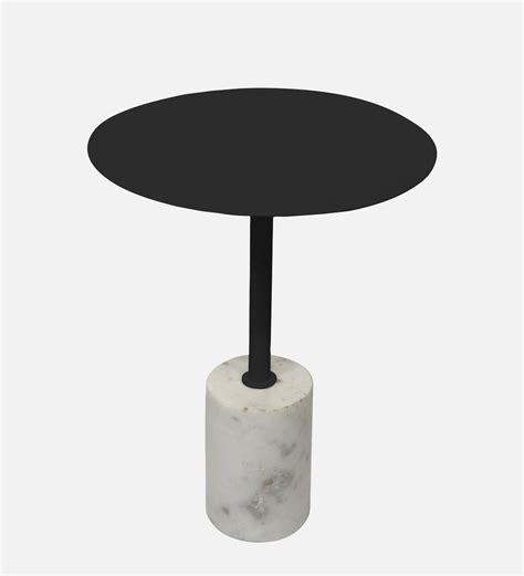Emmy Metal Marble Round Side Table | Black Finish | Indoor & Outdoor ...